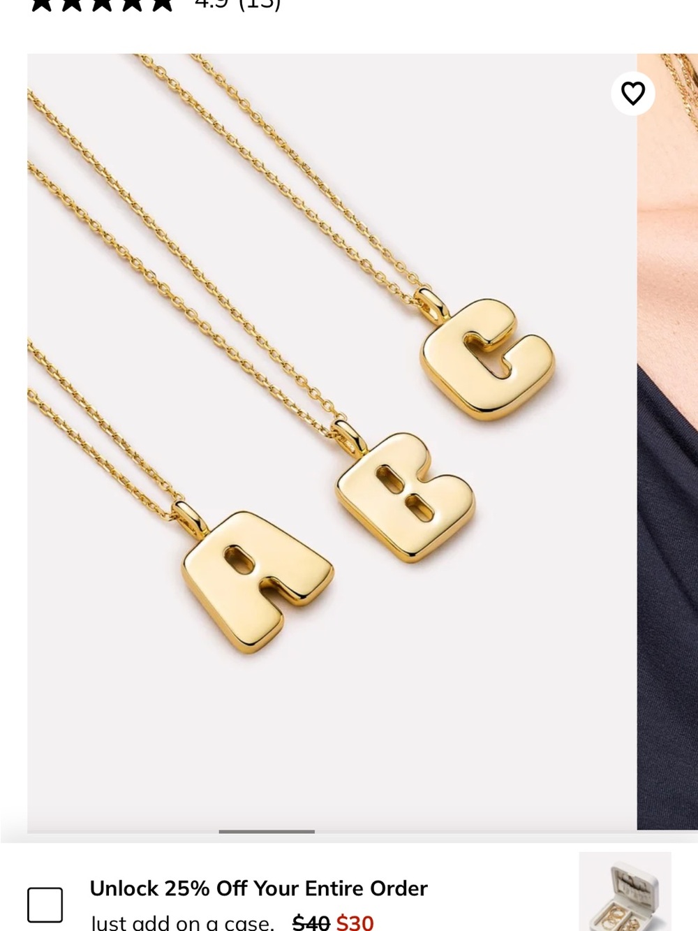 Gold Initial Pendant Necklace - K